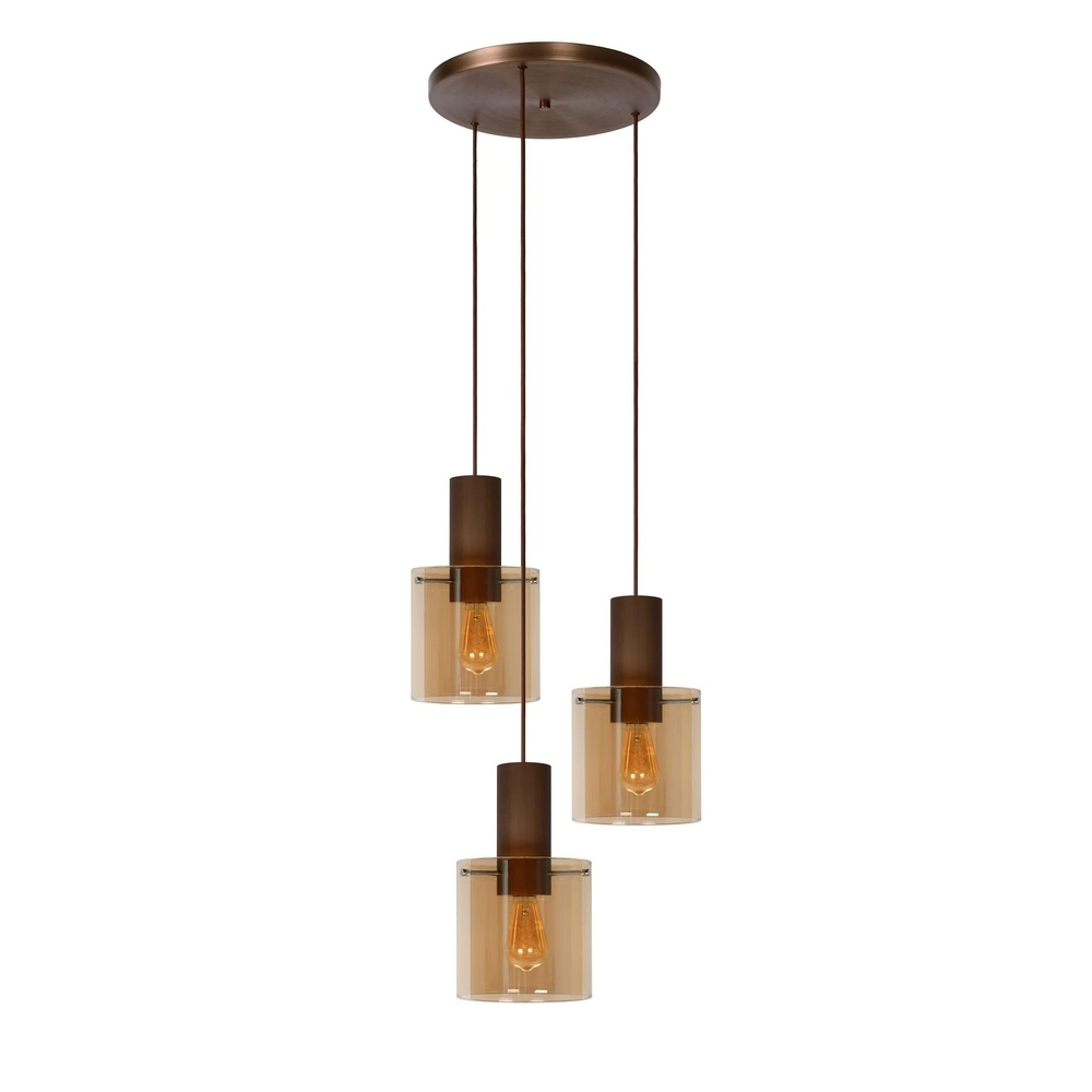 Pendellampe Toledo Bernsteinglas 3-Lampen