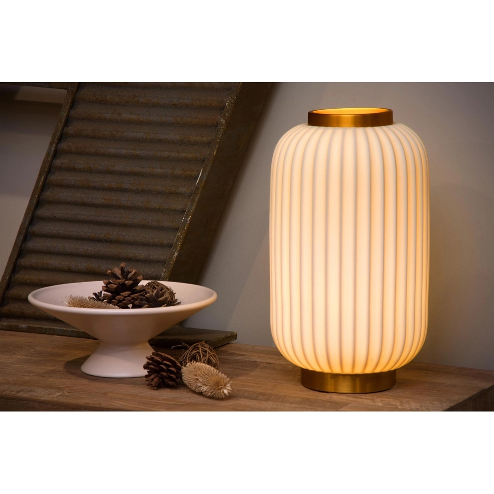 Design-Tischlampe Gosse Gold mit Weiß Lucide 5411212134165