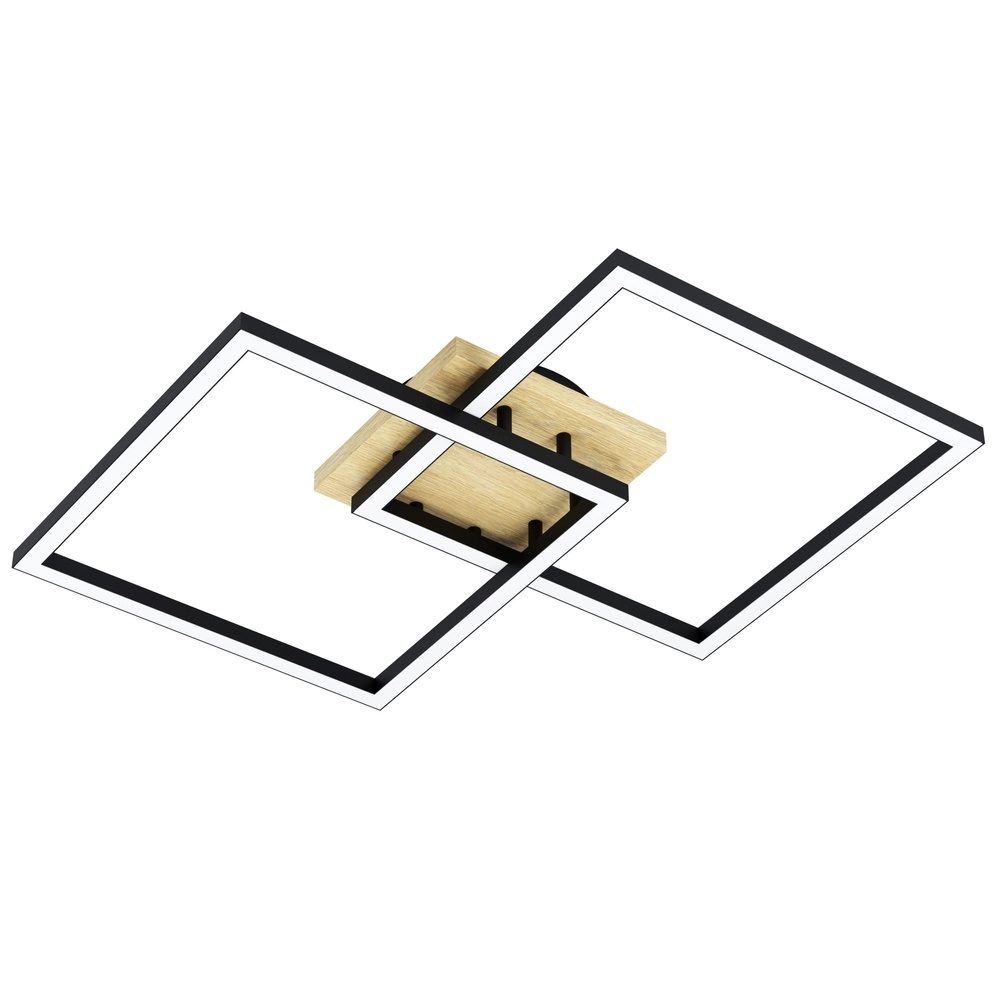 Zigbee-Deckenlampe Lomaltas-Z Schwarz mit Holzoptik – quadratisch Eglo 9008606327904