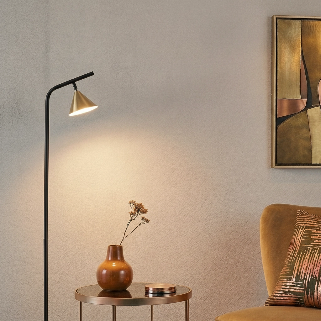 Stehlampe Conico schwarz mit gold