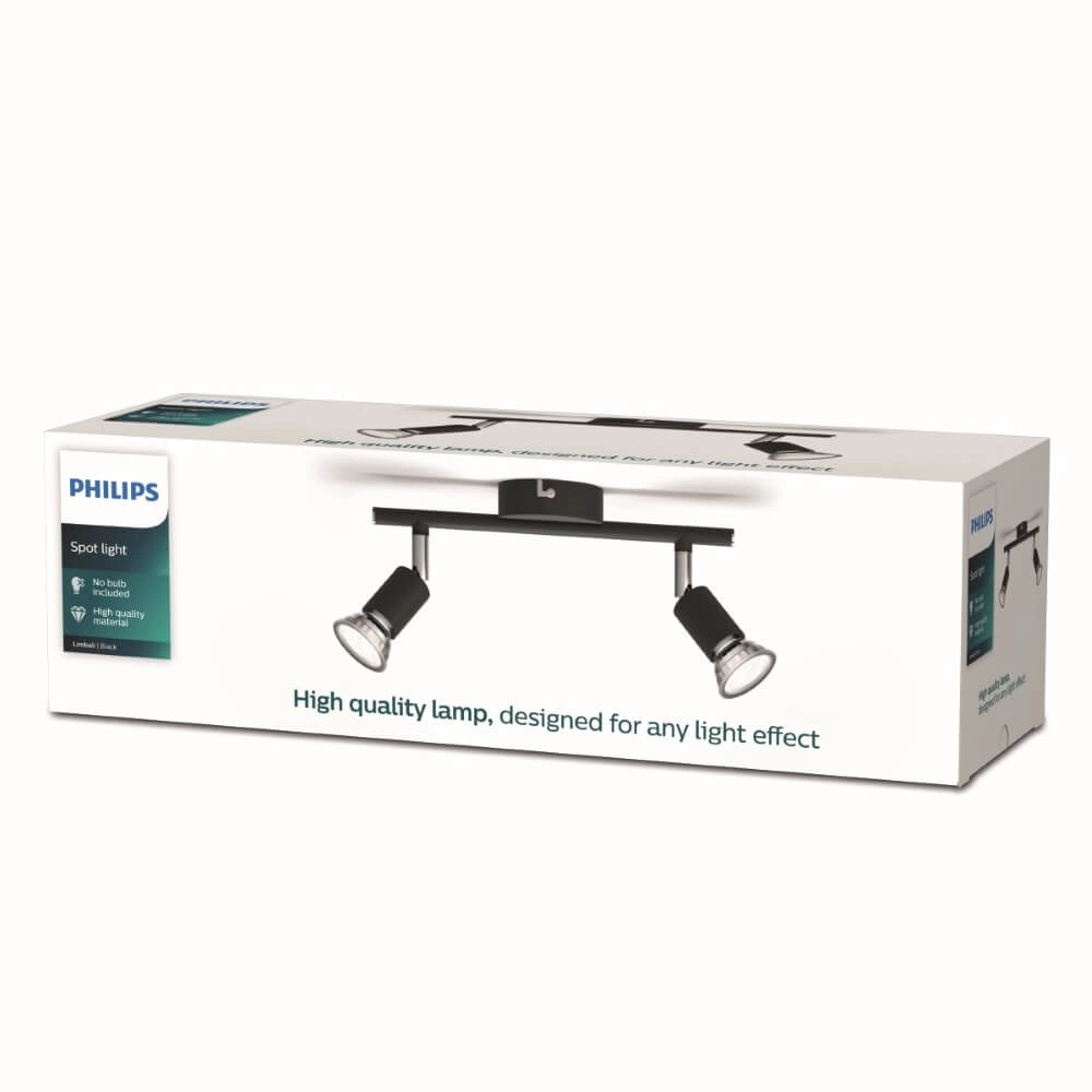 Schwarzer Deckenstrahler Limbali 2x GU10 Philips 8719514465237