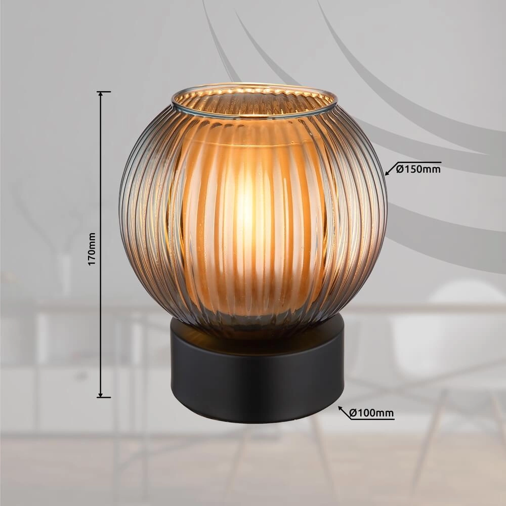 Tischlampe Zumba Rauchglas Ø 15cm Globo 9007371447015