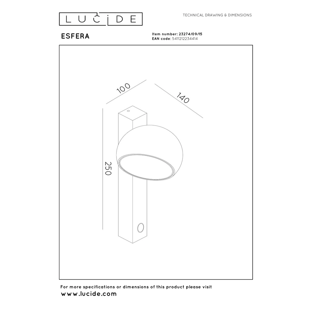 Bettleselampe Esfera LED – Gebürstet Premium by Lucide 5411212234414