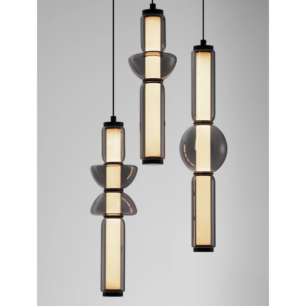 Design-Pendelleuchte Ulon 3-flammiges Rauchglas