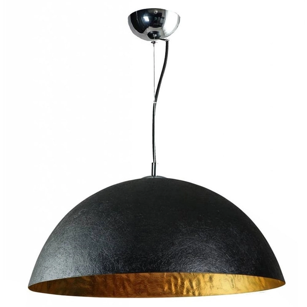 Robuste Hängelampe Mezzo Tondo 70 cm schwarz mit gold