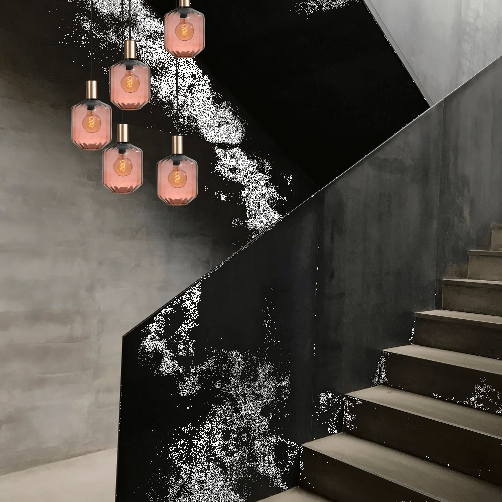 5-flammige Loft-Hängelampe - Gold - Porto mit roten Jagger-Brillen – Ø 24 cm Masterlight 8718121271101