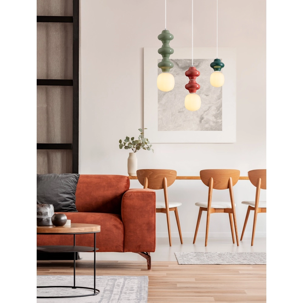 Pendelleuchte Clio M rote Keramik mit weißem Glas Lyora 5212017461230
