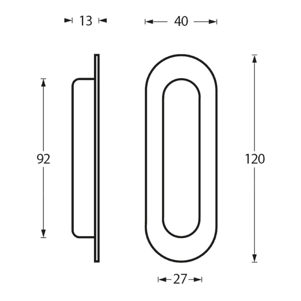 Türschiebegriff oval Alvro 12x4cm Edelstahl-Jalousie Intersteel 8714186104644