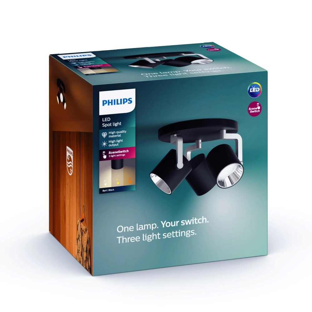 Strahler Byrl 3-Licht-Schwarz Philips 8718696170212