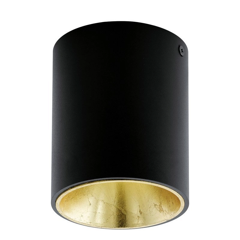 LED-Deckenspot Polasso Round 10 cm schwarz mit Gold
