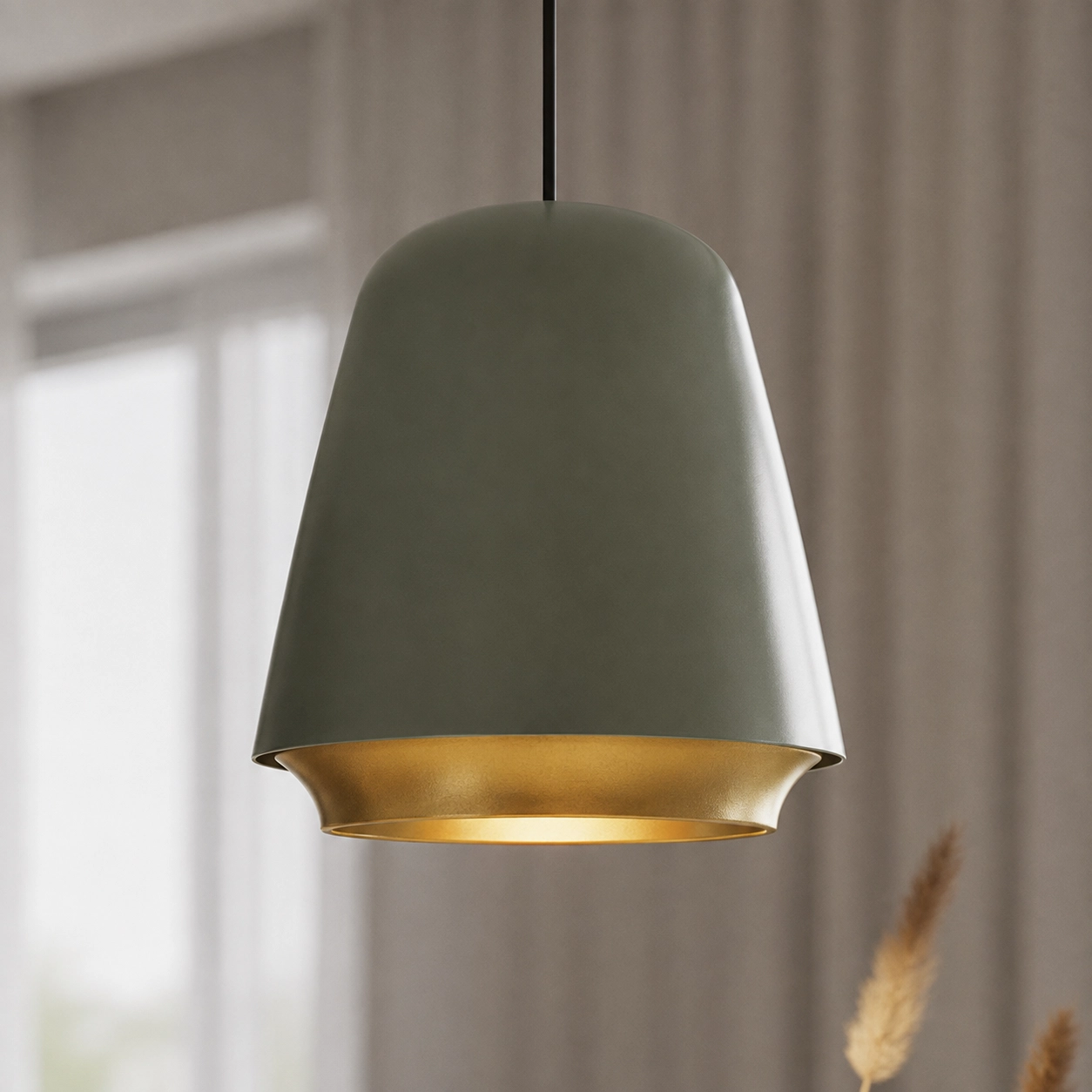 Hängelampe Santiago Ø 35 cm grau mit gold