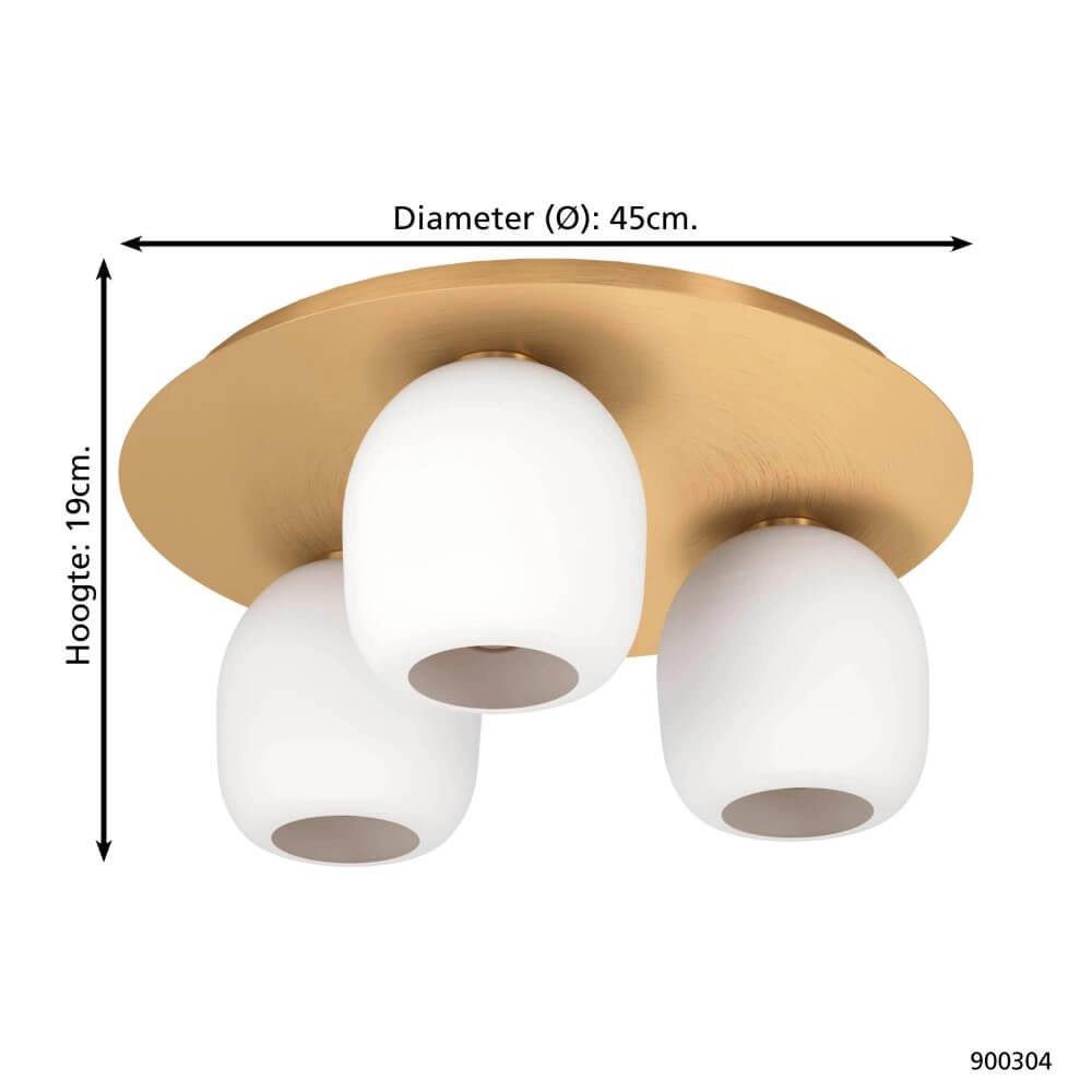 Goldene Deckenlampe Manzanares mit weißem Glas Eglo 9008606235896