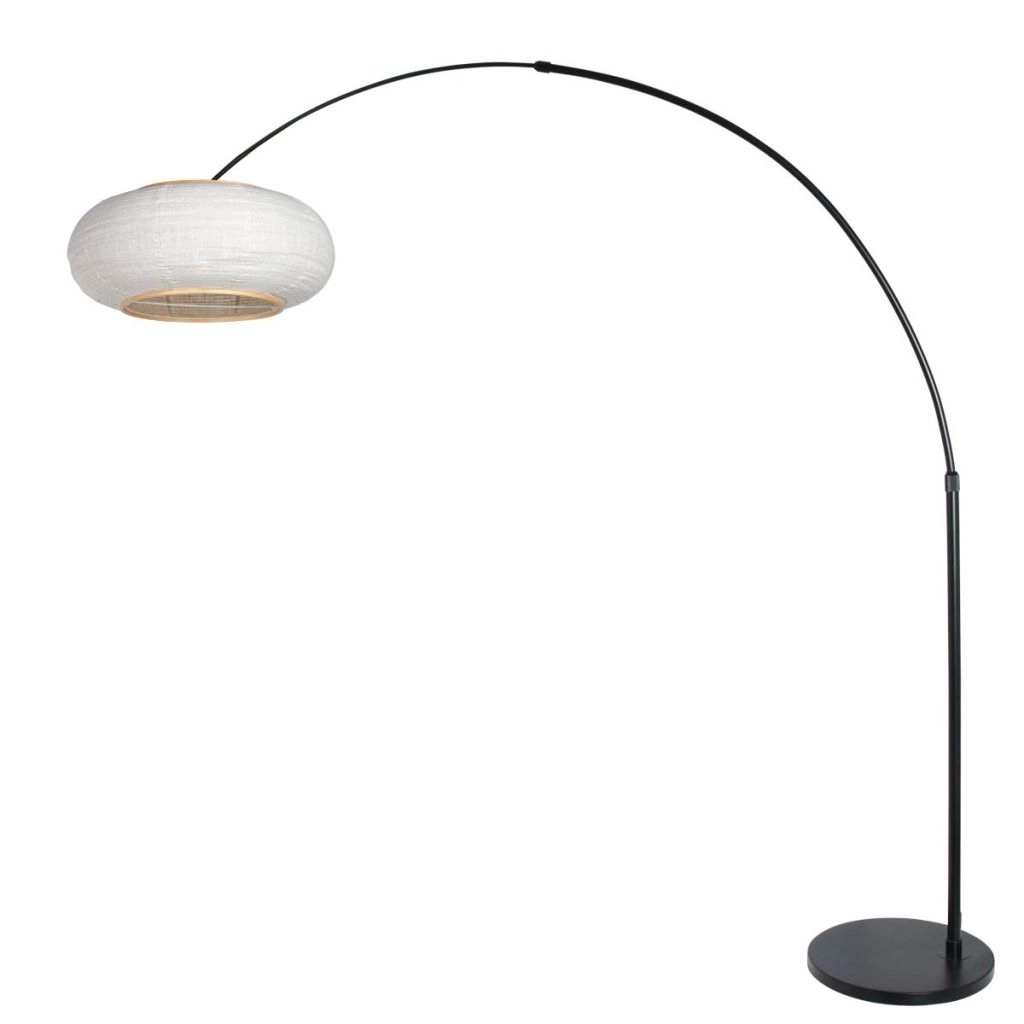 Schwarze Bogenlampe Silva Alba mit weißer Kapuze Steinhauer 8712746185867