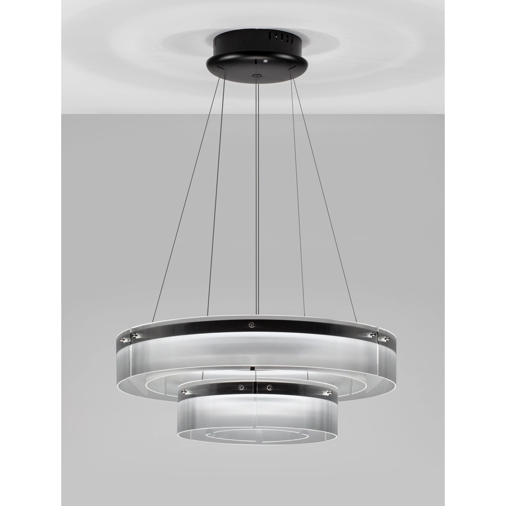 Design-Pendelleuchte Pauline Doppelzimmer schwarz mit Glas Ø 70cm Lyora 5212017445360
