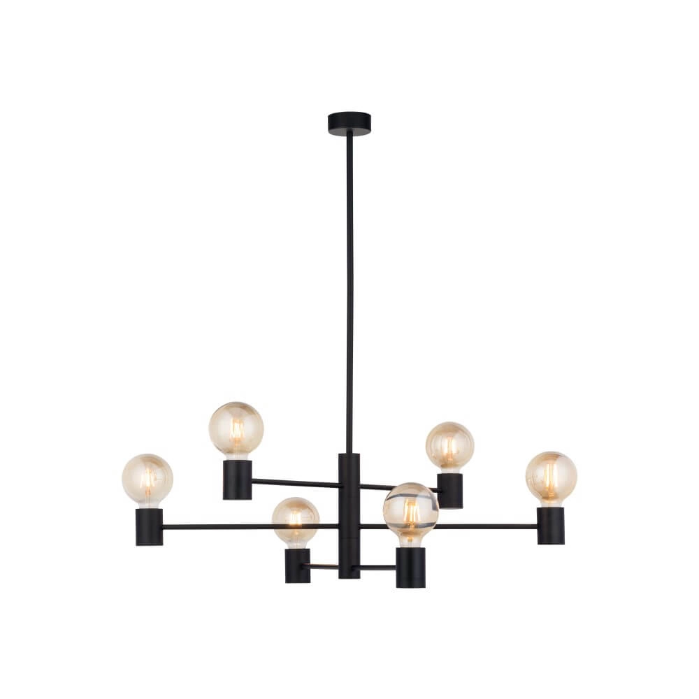 Schwarze Hängelampe Radius 6-Licht