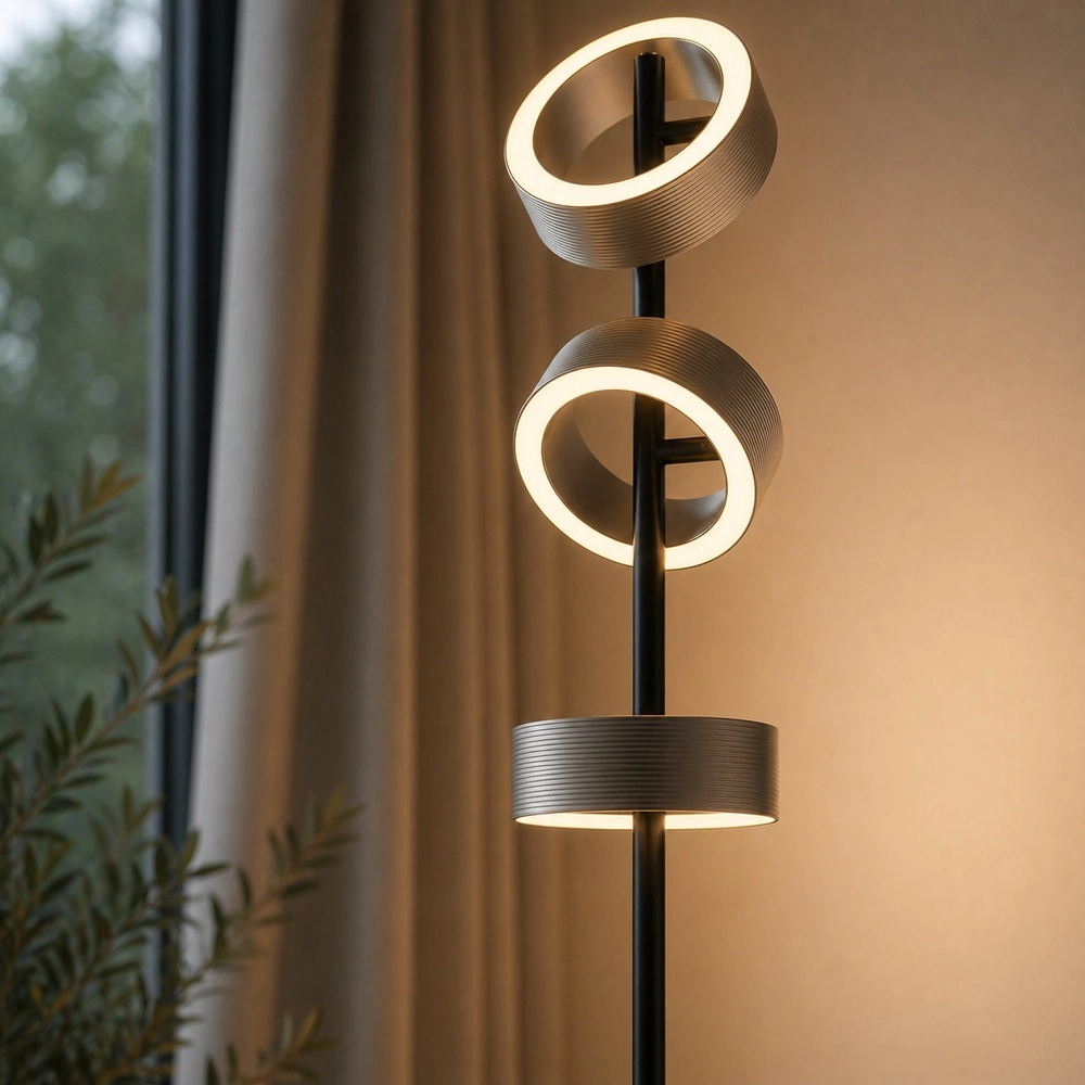 Design-Stehlampe Axion Schwarz mit Braun Brilliant 4004353477171