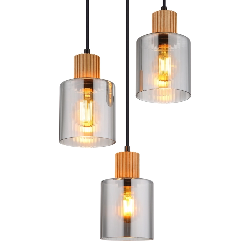 Design-Pendellampe Aleidis 3-Licht rundschwarz Globo 9007371518210
