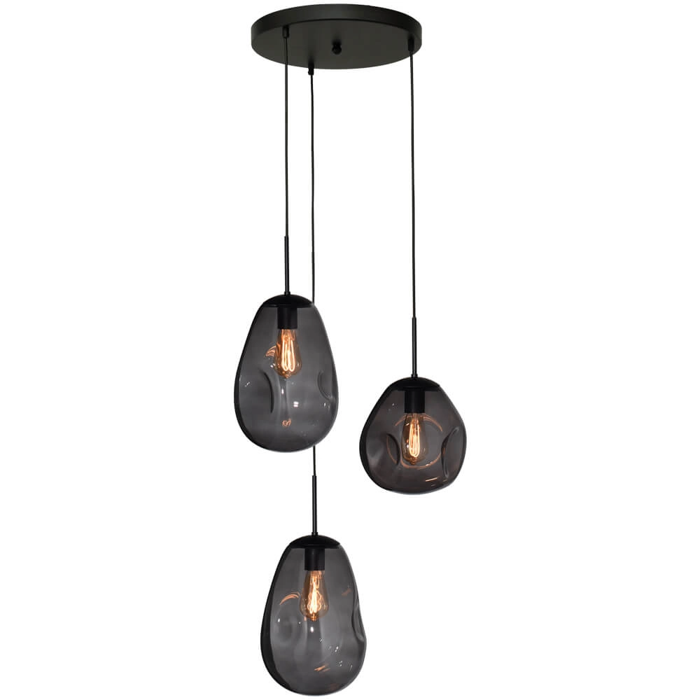 Pendelleuchte Lava 3x Rauchglas