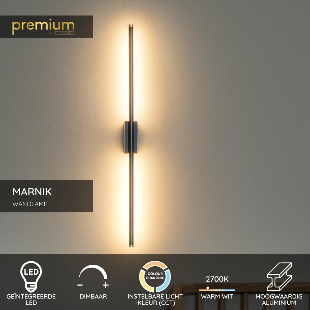 Wandlampe Marnik 59 cm schwarz Premium by Lucide 5411212421166