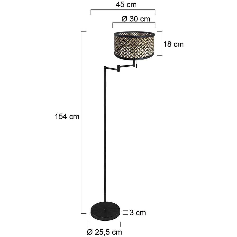 Stehlampe Bella schwarz mit Bambusschirm Steinhauer 8712746174588