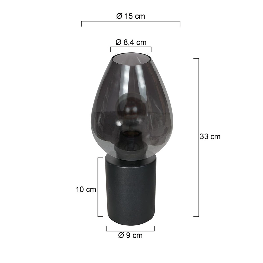 Tischlampe Bloeba Rauchglas Ø 15cm Steinhauer 8712746181135