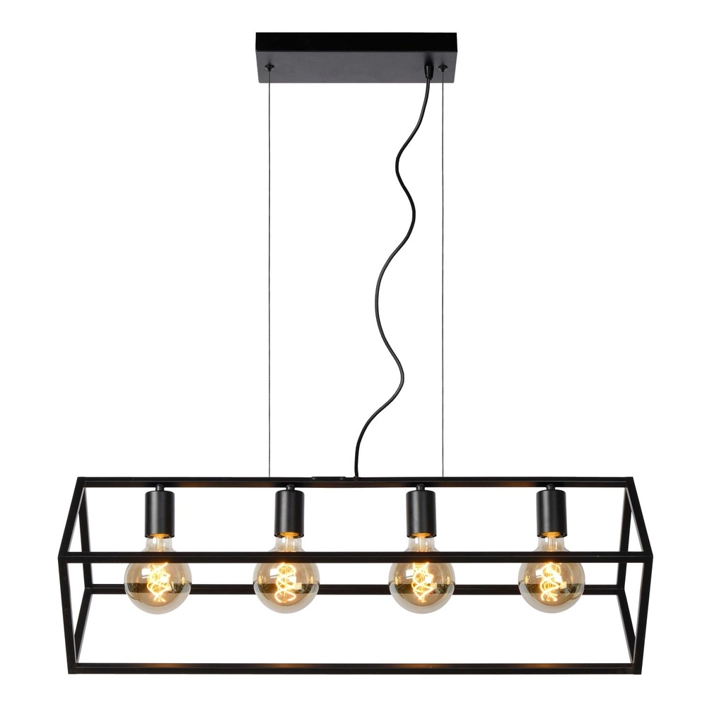 Moderne Pendellampe Fabian 4-Licht Schwarz Lucide 5411212010803