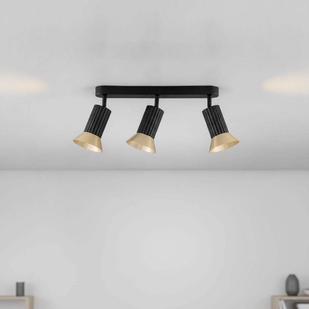 Deckenlampe Luvia 3-flammig schwarz mit gold