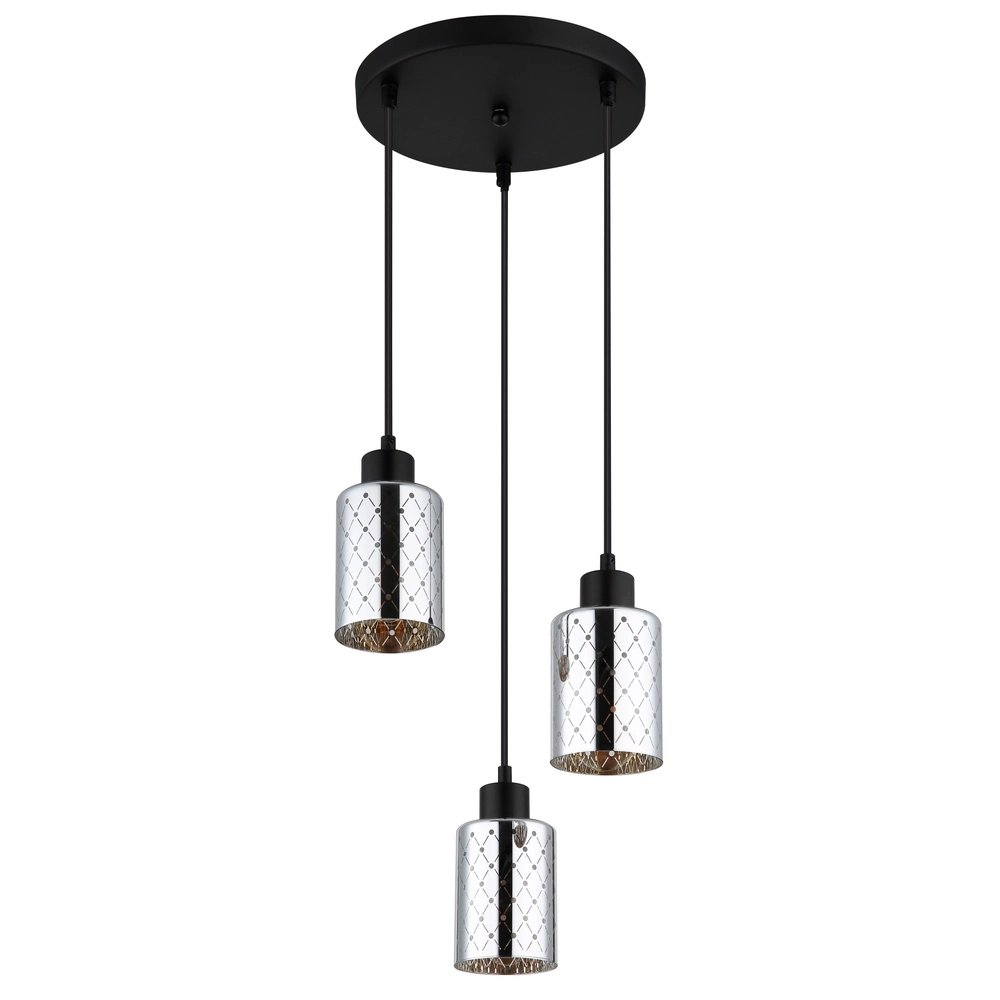 Design-Pendellampe Alonso 3-Licht-Schwarzpatrone Globo 9007371578252
