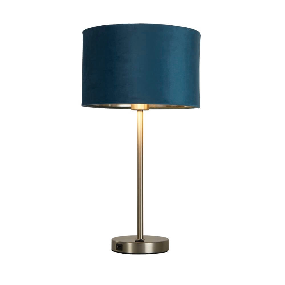 Tischlampe Finn Gold mit Blau Searchlight 5053423257242