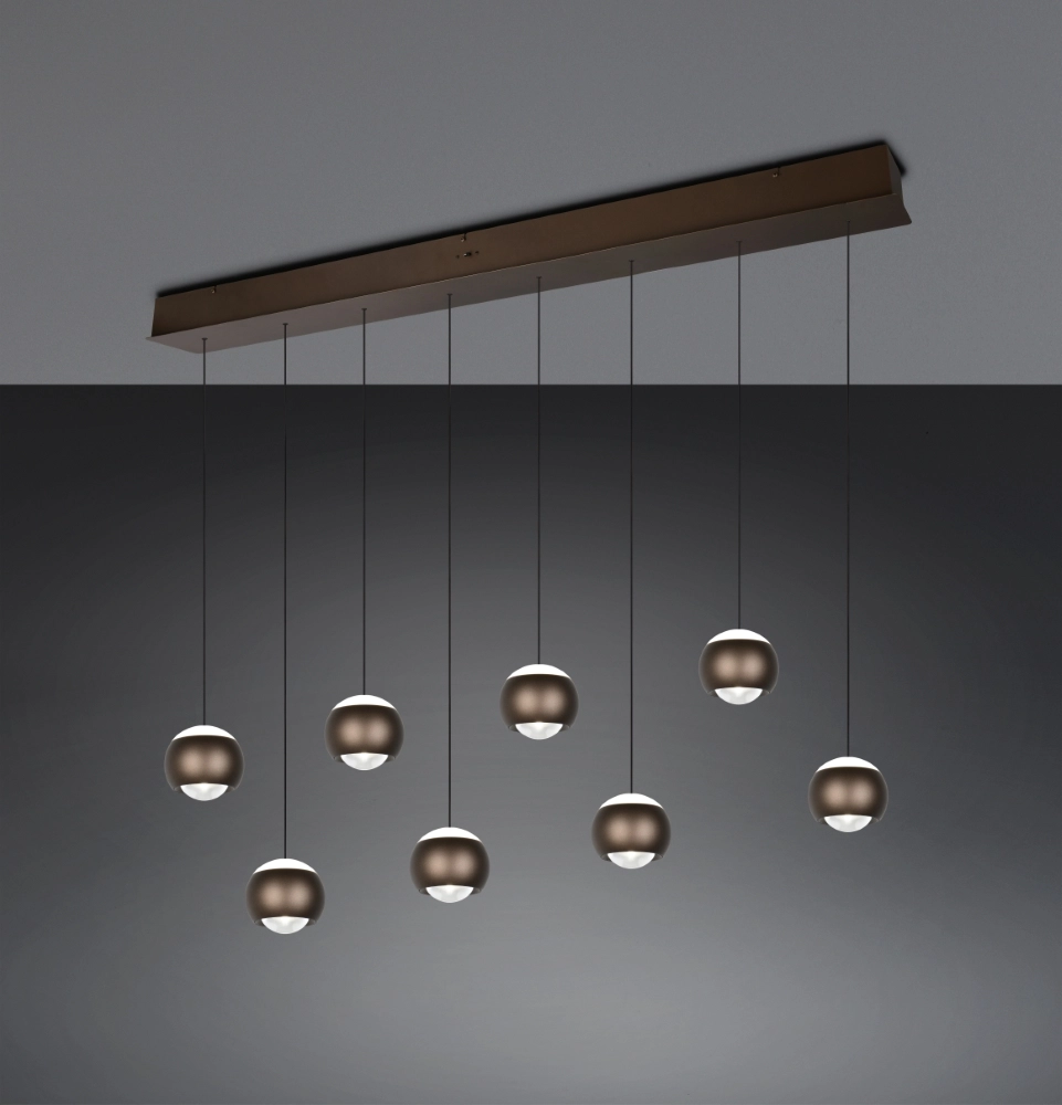 8-Licht LED-Pendellicht Orbit Esstisch – Platinbraun Trio 4017807686616