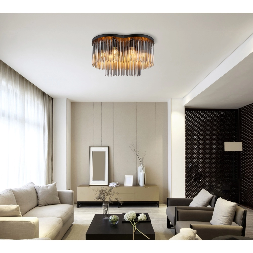 Deckenlampe Gorley Schwarz mit Glasstangen Globo 9007371528622