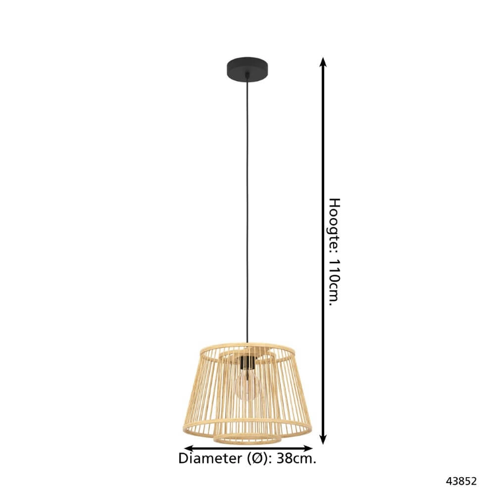 Hängelampe aus Holz Hykeham Ø 38cm Eglo 9002759438524