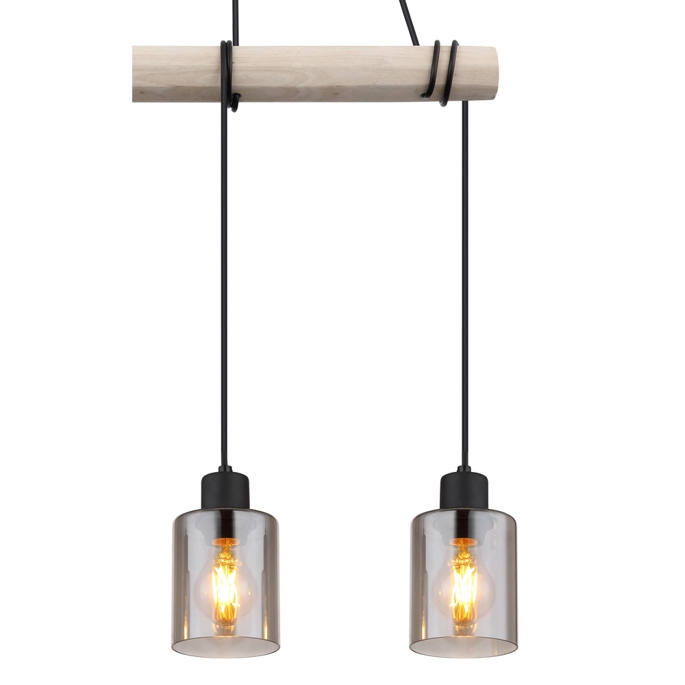 3-Licht Pendellampe Hadera Schwarz mit Rauchglas Globo 9007371438419
