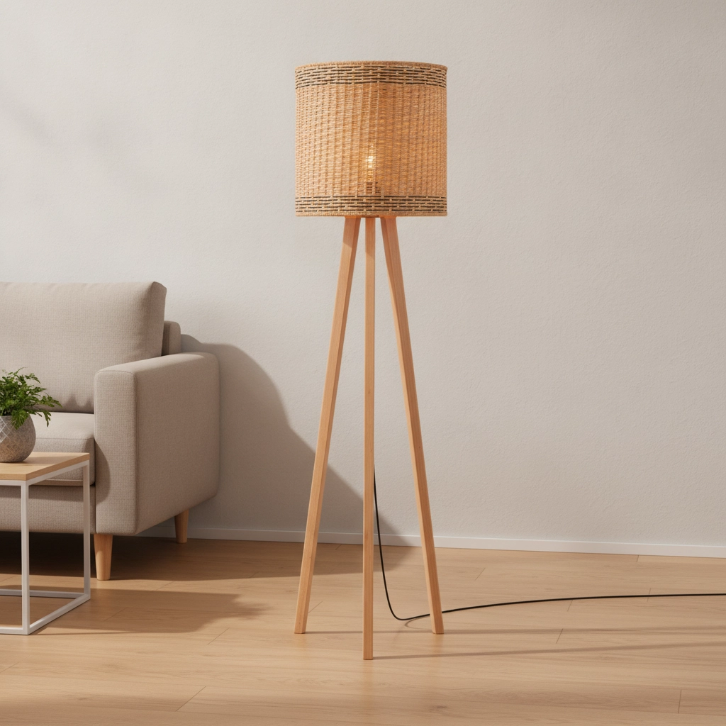 Stehlampe Plette Rattan