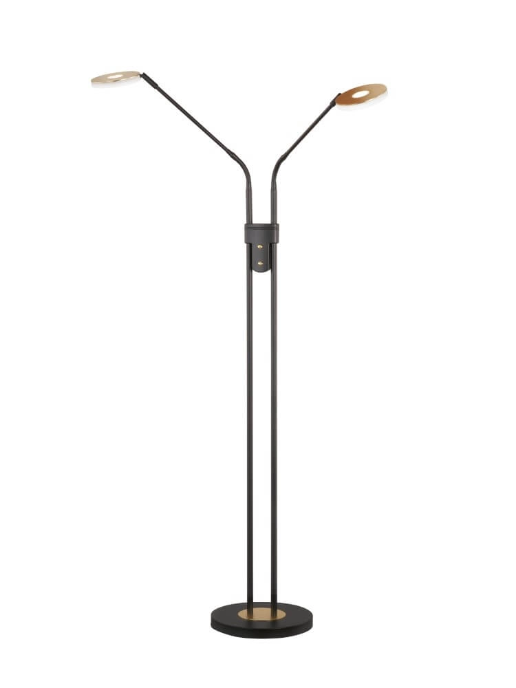 2-flammige Leselampe Dent schwarz mit gold