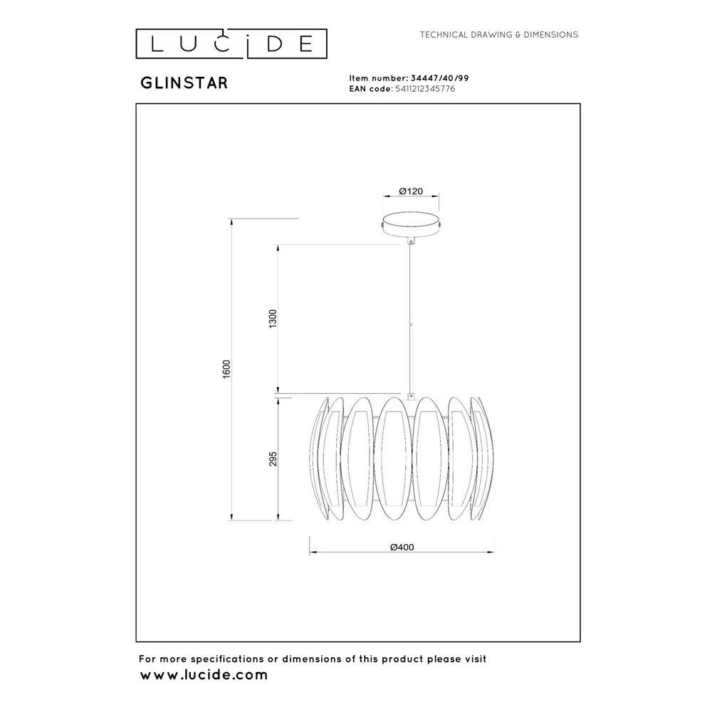 Farbige Pendellampe Glinstar Konstruktion Lucide 5411212345776