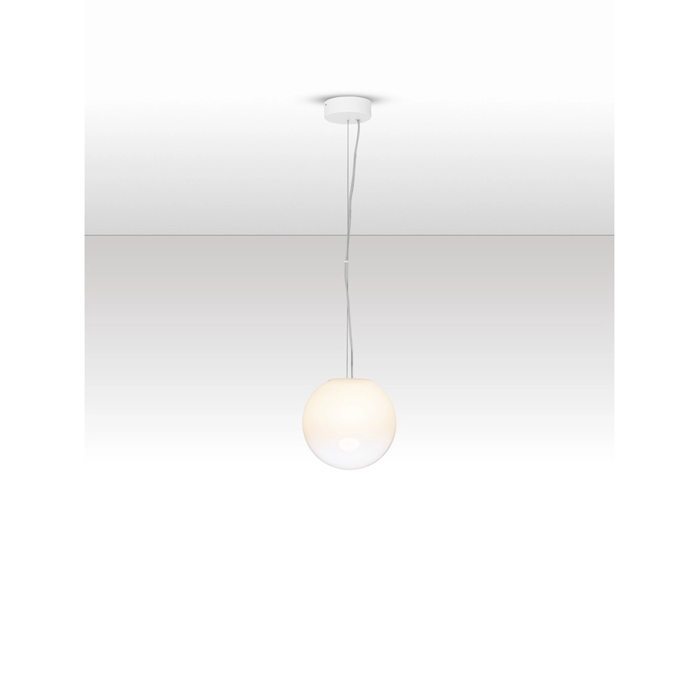 Weiße Pendelleuchte Bolita Glühbirne Ø 20cm