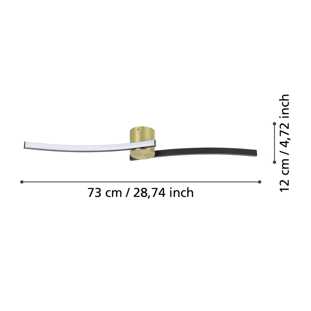 Schlankes LED-Deckenlicht Aieta 72 cm – Schwarz mit Gold Eglo 9008606316090