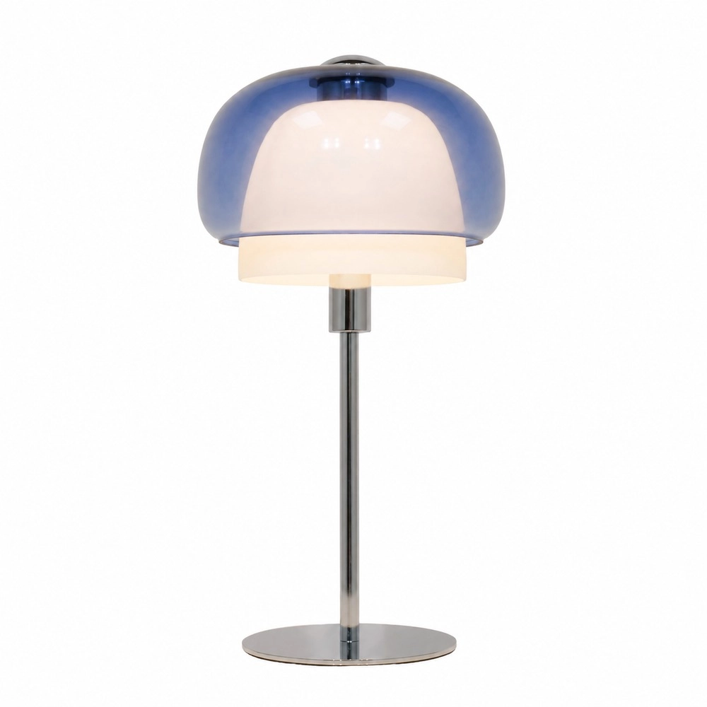 Design-Tischlampe Belomontejo Chrom mit Blau
