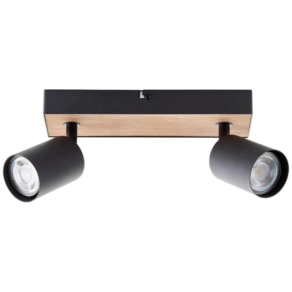 2-flammige Lampe Jello Wood schwarz mit Holz Brilliant 4004353428388