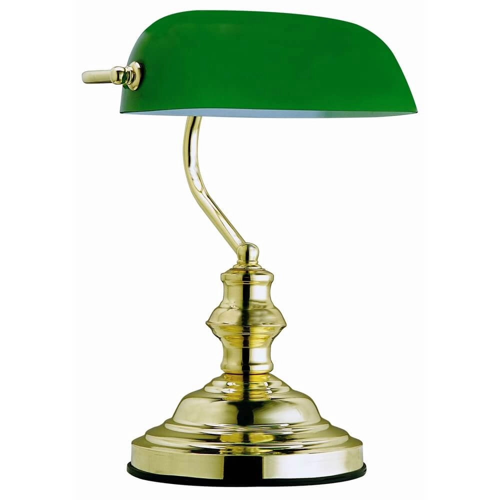 Klassische Schreibtischlampe Antique Metall mit grünem Glas Globo 9007371100965