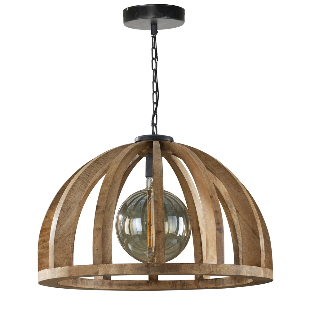 Holz-Esstisch-Pendellampe Orba Ø 60cm - E27 Lyora 8716803513211