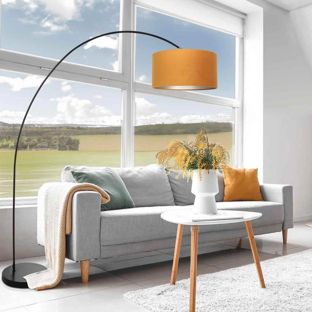 Bogenlampe Solva schwarz mit goldener Kapuze Steinhauer 8712746174700