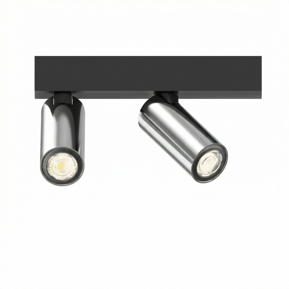 2-Licht oberflächenmontierter Scheinwerfer Tevo Mini Schwarz mit Chrom Lyora 8716803510555