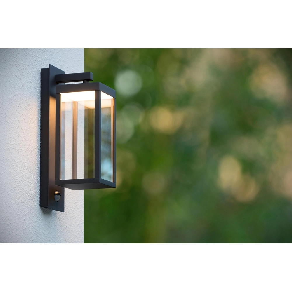 Entwurfswandlampe Clairette Anthrazit mit Bewegungsmelder Lucide 5411212281104