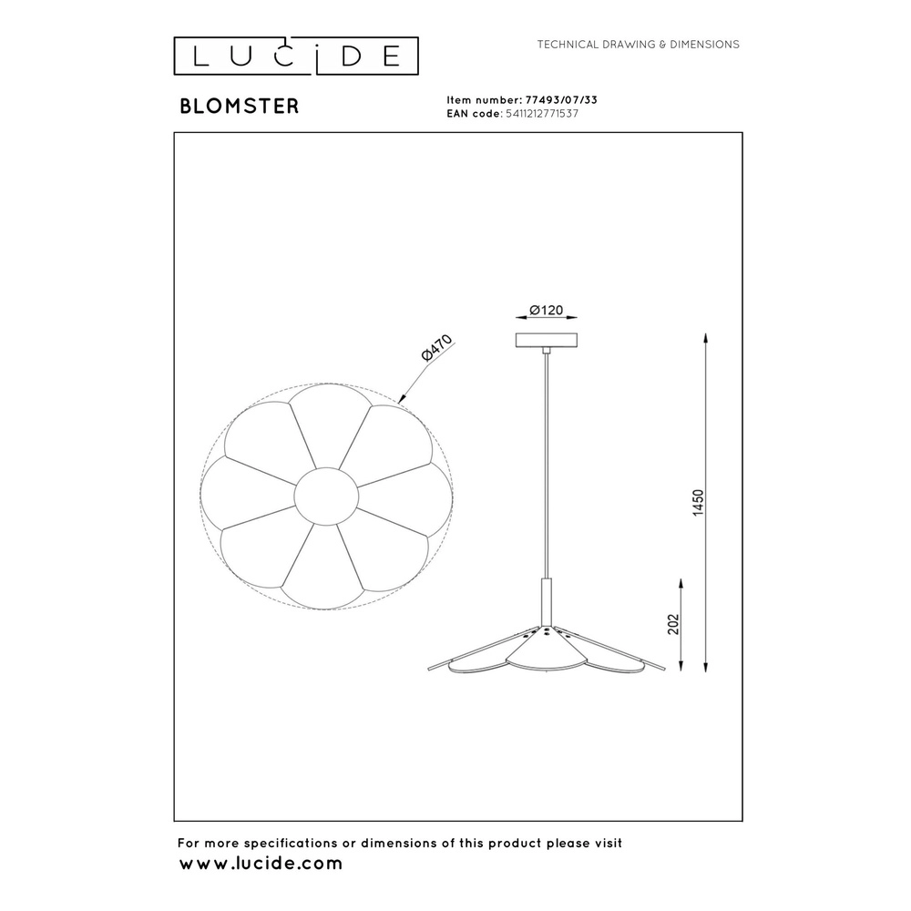 Design-Pendellampe Blomster Grün Lucide 5411212771537
