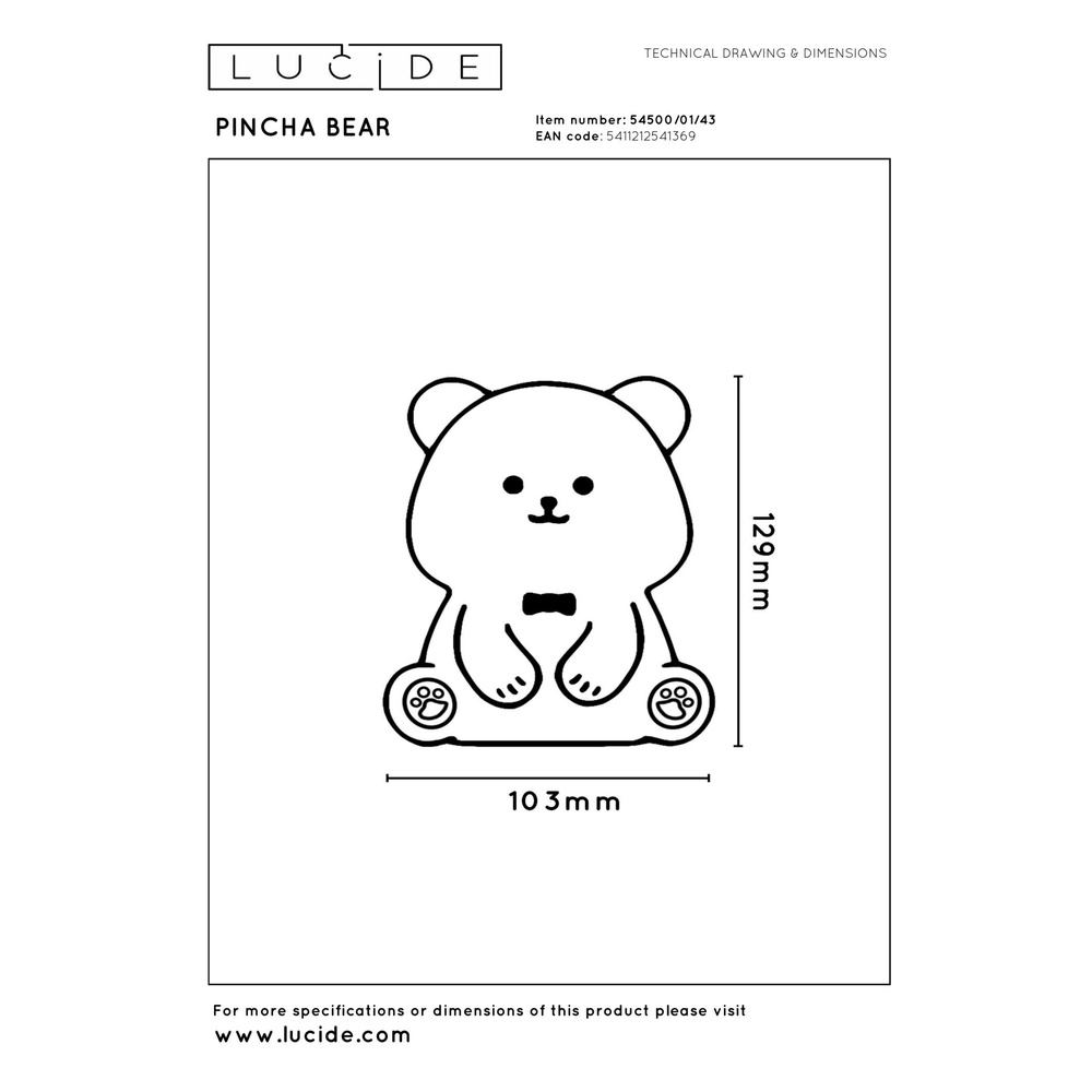 Nachtlicht im Kinderzimmer Pincha Bear Bär Lucide 5411212541369