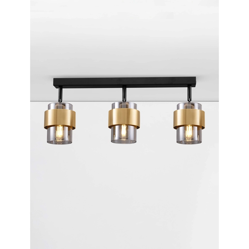Deckenlampe Sianna 3-flammig schwarz mit gold