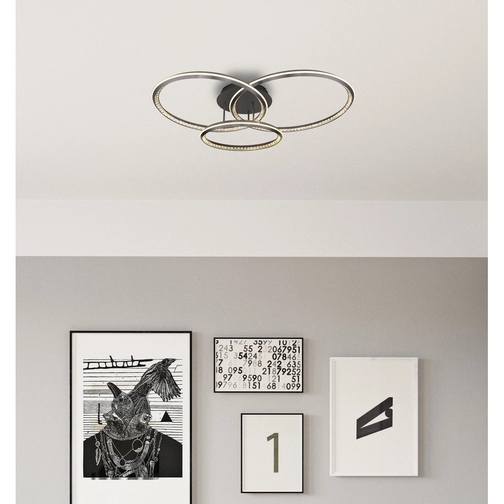 Design-Deckenlampe Alaina 3 Ringe aus Grau Globo 9007371474882