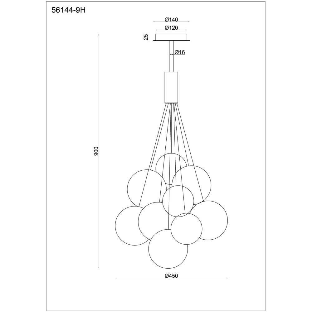 Schwarze Pendelleuchte Ballgi Glas Globo 9007371453160